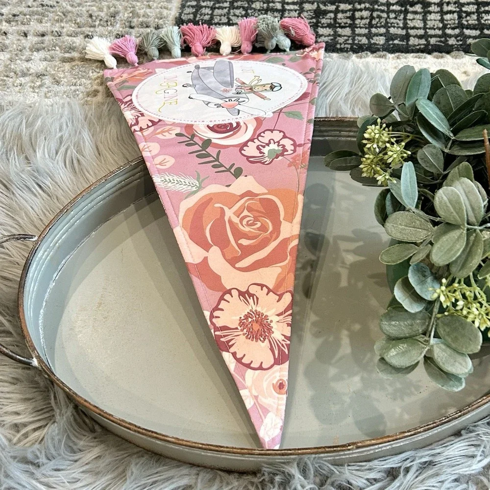 Matilda‎ Jane Imagine Pennant Banner Tassels Plane Girl Pink Green Floral